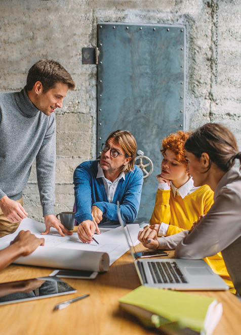 Team of businesspeople working together on a project