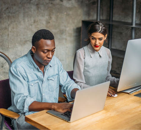 Business colleagues working together on a project 